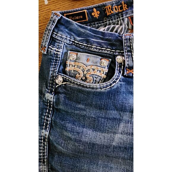 Rock Revival Jeans 27 EU distressed Mid Rise Skinny Embellished Rhinestones - Picture 4 of 10